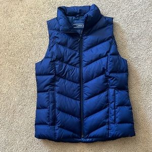 Navy blue down vest lands end size XS 2-4